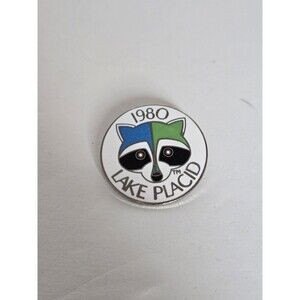 Vintage Pin Brooch Lake Placid 1980 Raccoon